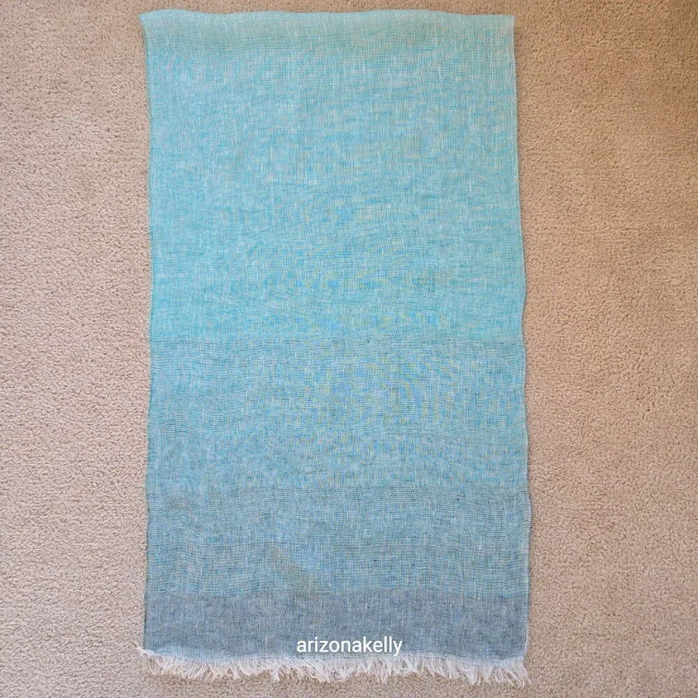 NWOT Linen Scarf Gradient Blue Ombre